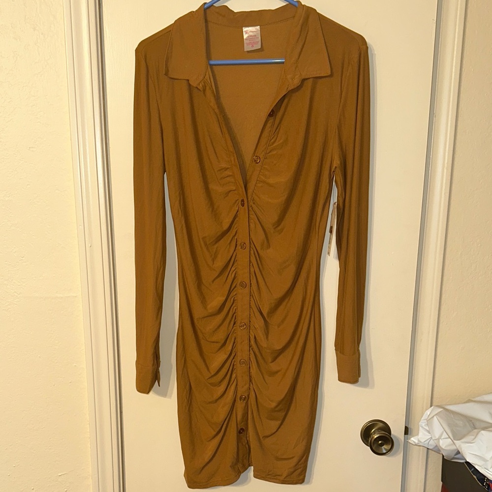 No Boundaries Long Sleeve Brown Dress
